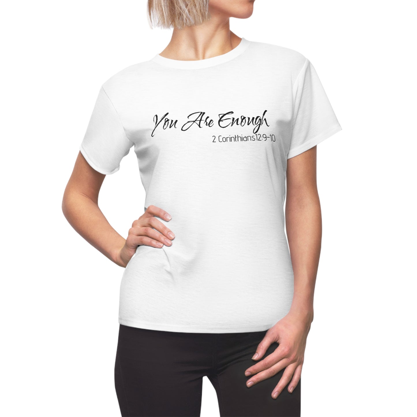 Women's Cut & Sew Tee - You Are Enough 2 Corinthians 12:9-10 - Inspirational Faith Shirt