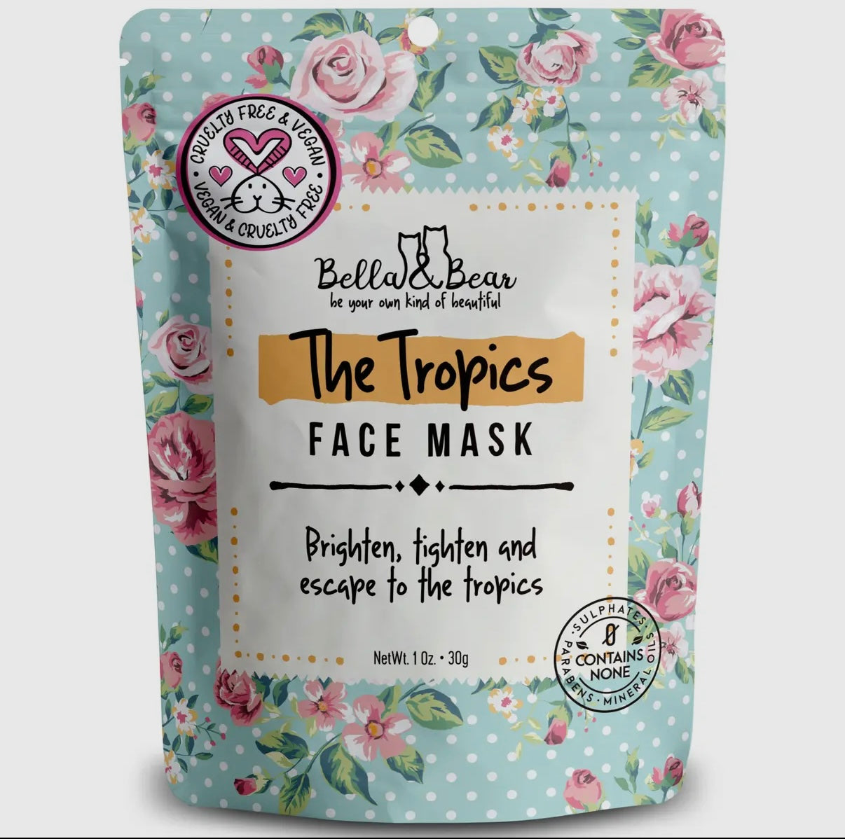 Face Mask, Bella & Bear The Tropics Face Mask Mini | Travel Size 1oz