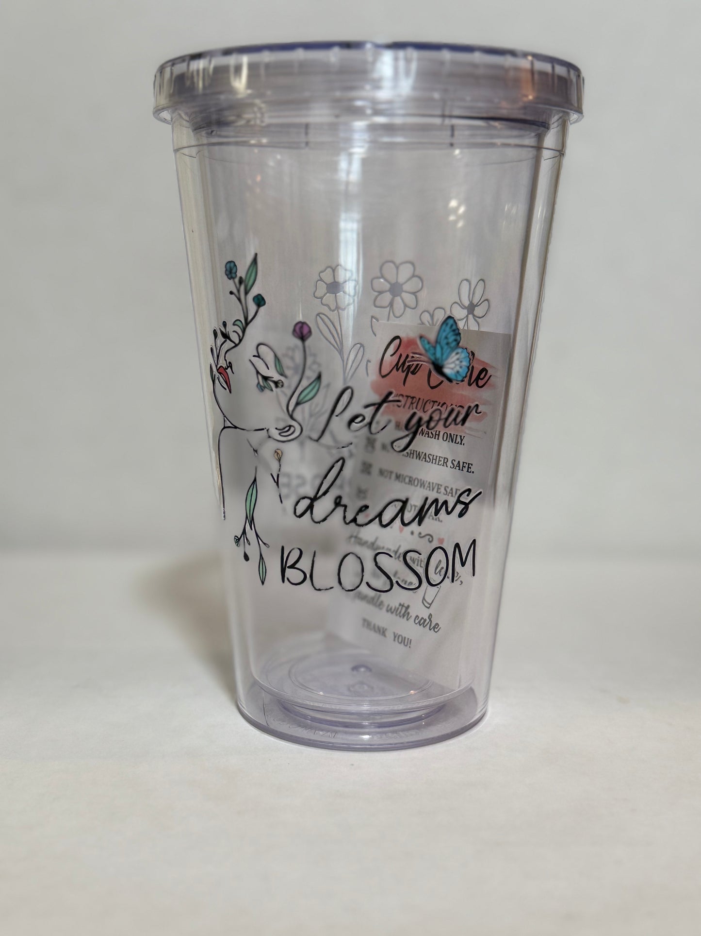 Tumbler, Inspirational Clear Acrylic Tumbler with Lid and Straw 16oz