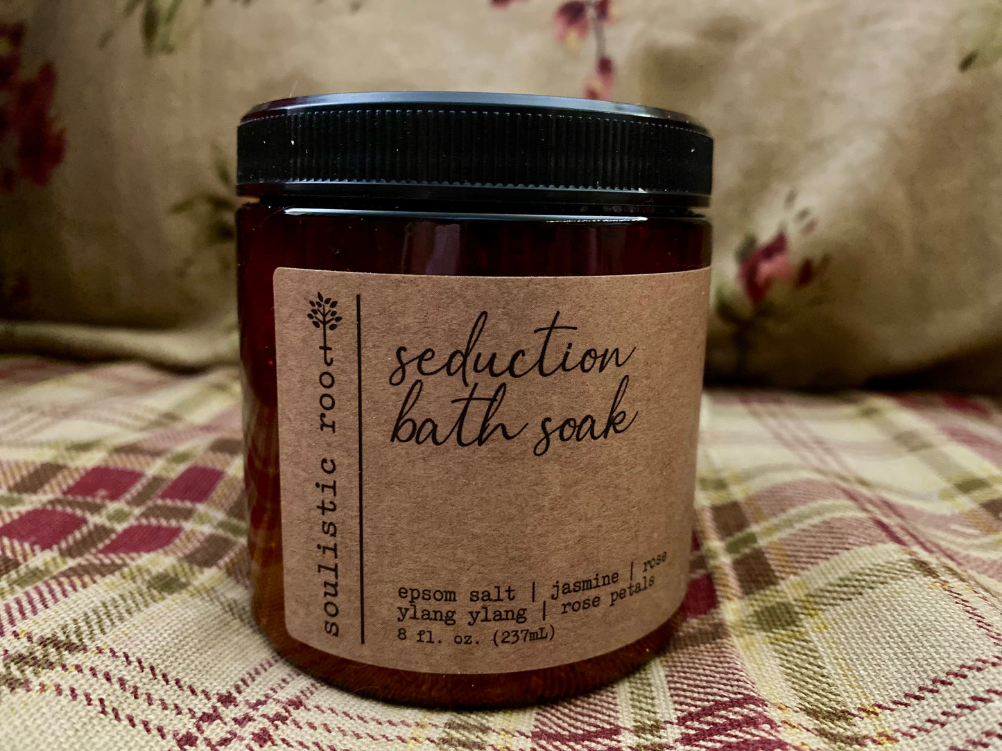 Bath Salts, Soulistic Root Herbal Bath Salts, Made with Organic Herbs & Dried Flowers - 8oz