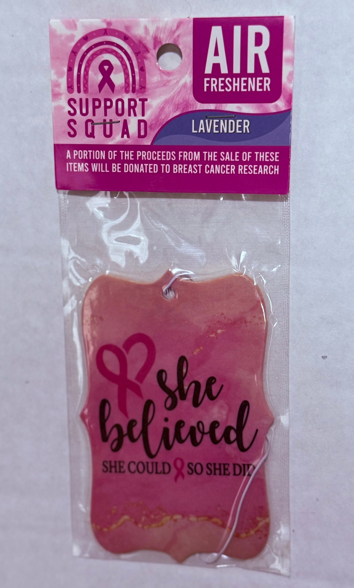 Air Freshener, Car, Support Squad, Breast Cancer Awareness- 1ct