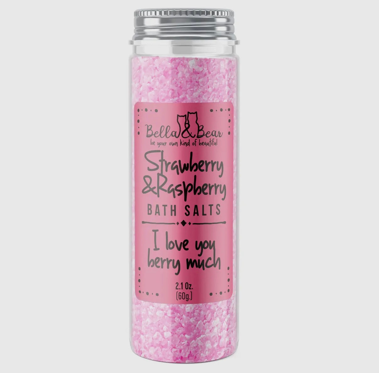 Bath Salts, Bella & Bear Strawberry & Raspberry Bath Salts Mini | Travel Size 2.1oz