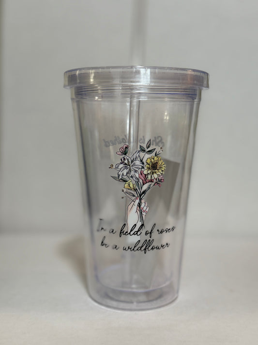 Tumbler, (Clearance) Inspirational Clear Acrylic Tumbler with Lid and Straw 16oz