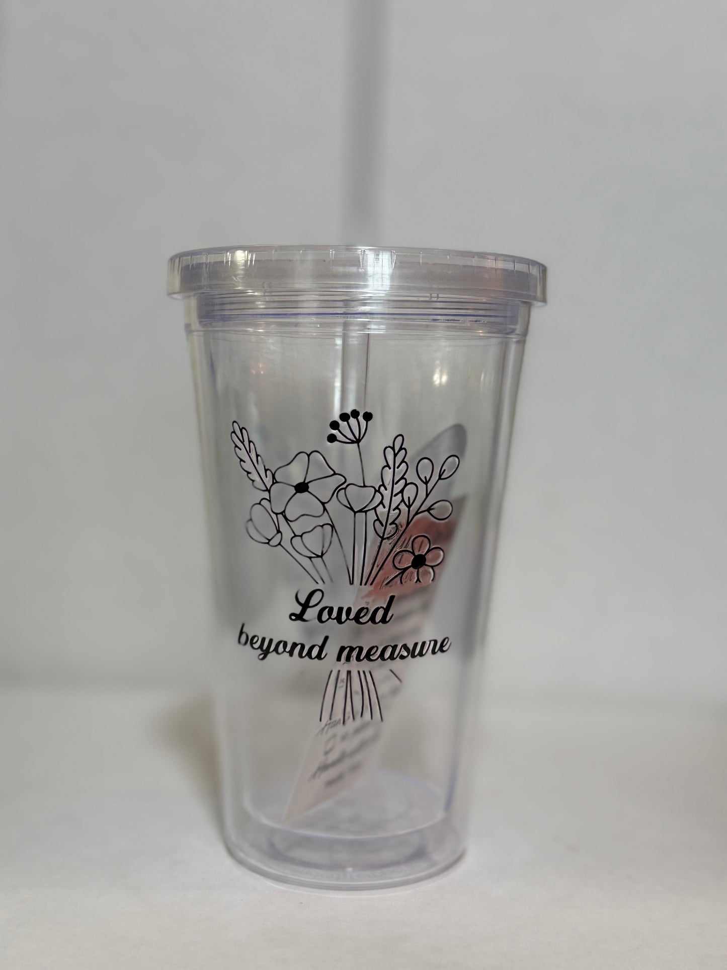 Tumbler, (Clearance) Inspirational Clear Acrylic Tumbler with Lid and Straw 16oz