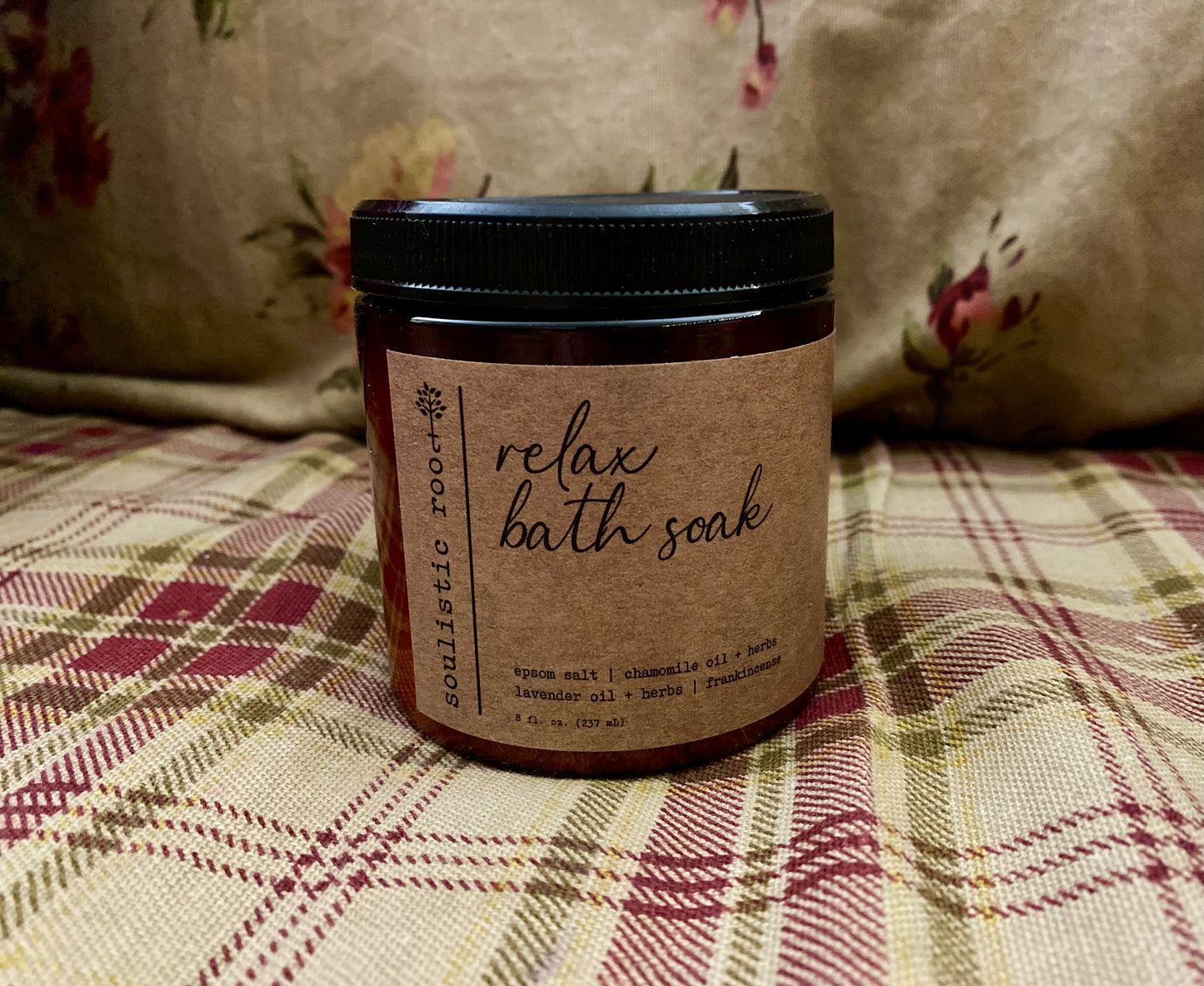 Bath Salts, Soulistic Root Herbal Bath Salts, Made with Organic Herbs & Dried Flowers - 8oz