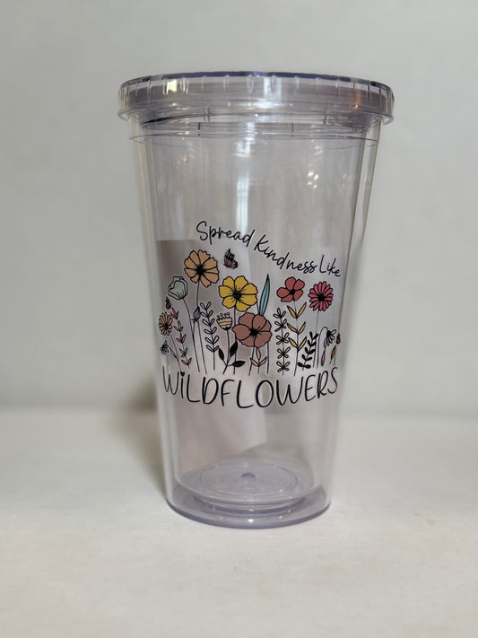 Tumbler, Inspirational Clear Acrylic Tumbler with Lid and Straw 16oz