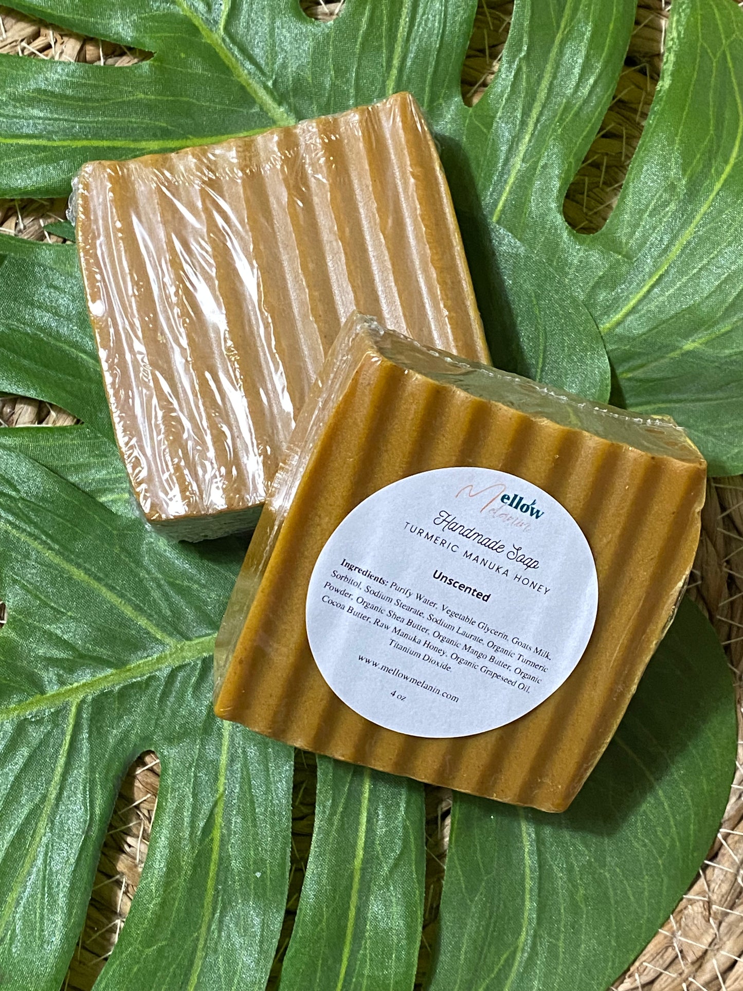 Bar Soap, Mellow Melanin LLC Turmeric Manuka Honey Bar Soap 4oz