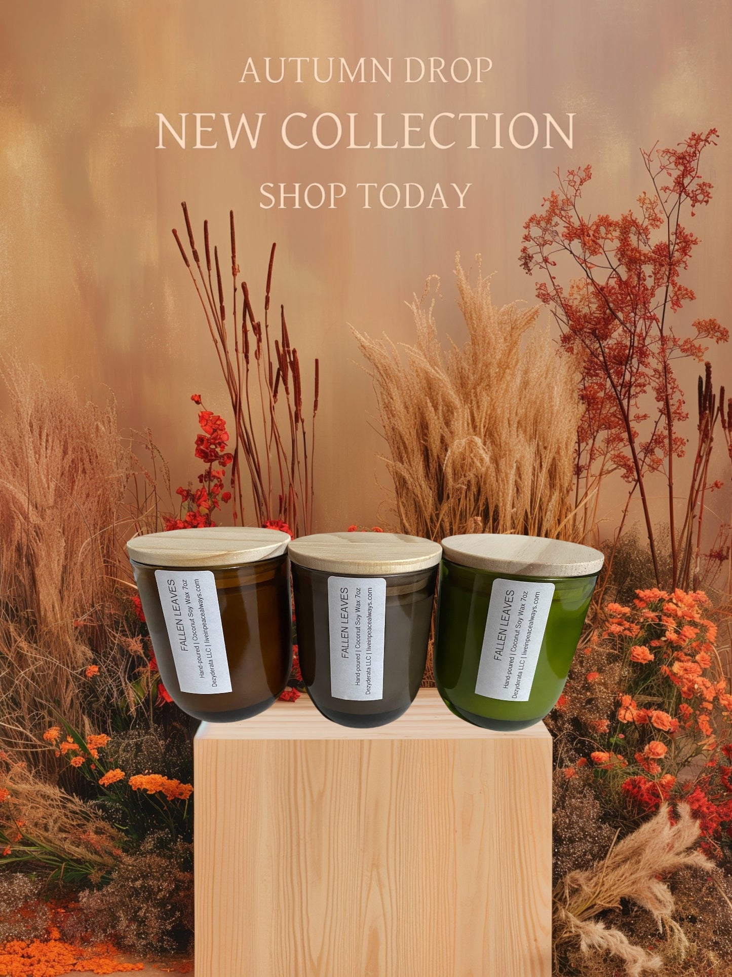 Candles, Handmade, Seasonal Fall Scented Soy Wax Candles, Assorted Scents - 7oz