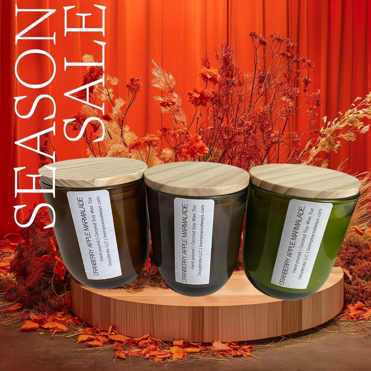 Candles, Handmade, Seasonal Fall Scented Soy Wax Candles, Assorted Scents - 7oz