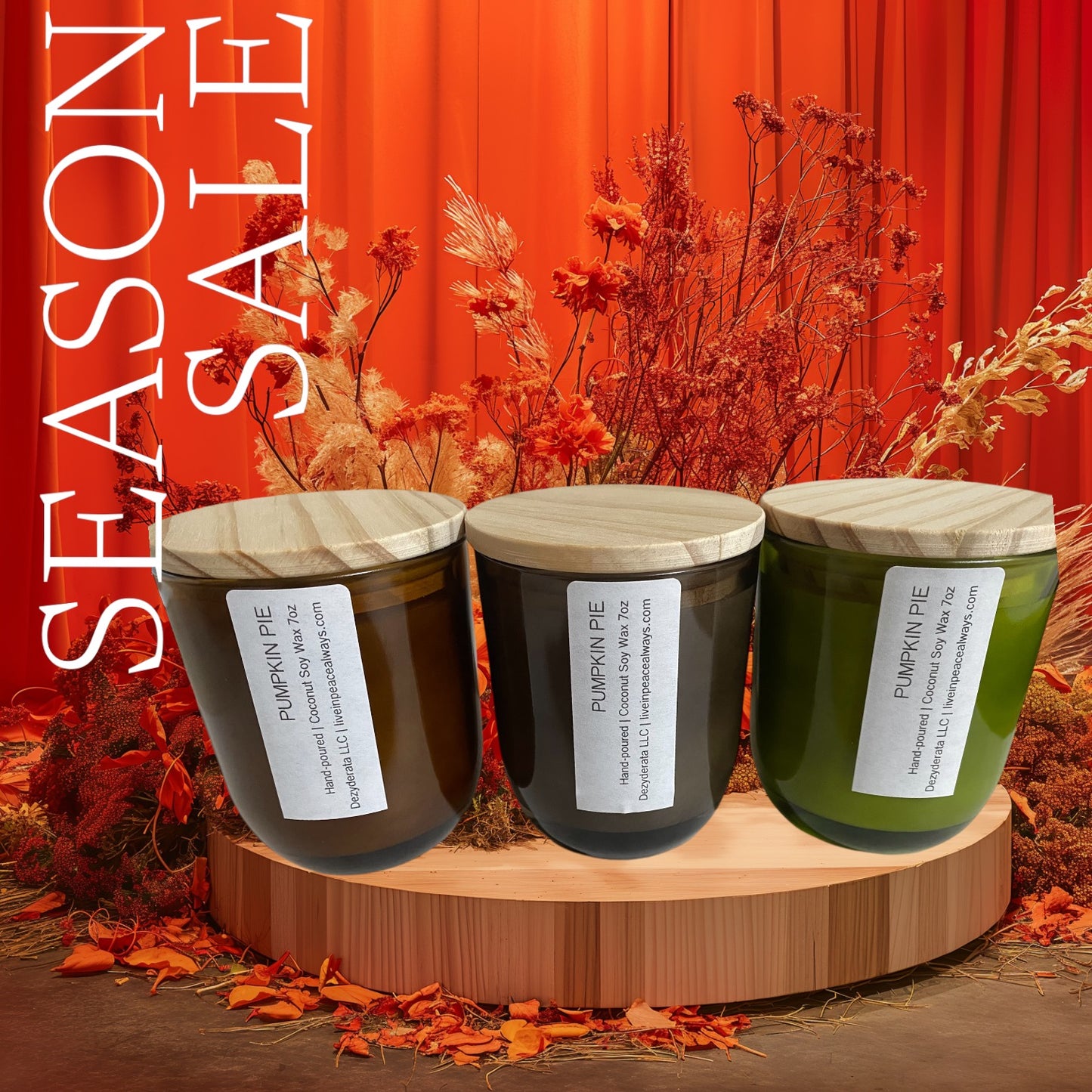 Candles, Handmade, Seasonal Fall Scented Soy Wax Candles, Assorted Scents - 7oz