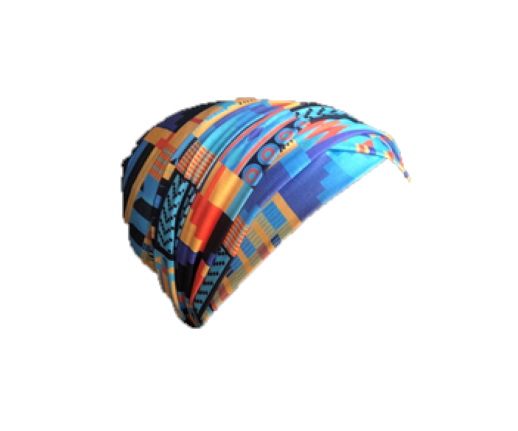 Gorros, Diadema preatada, Turbante con estampado africano, Ankara verde azulado - 1 unidad