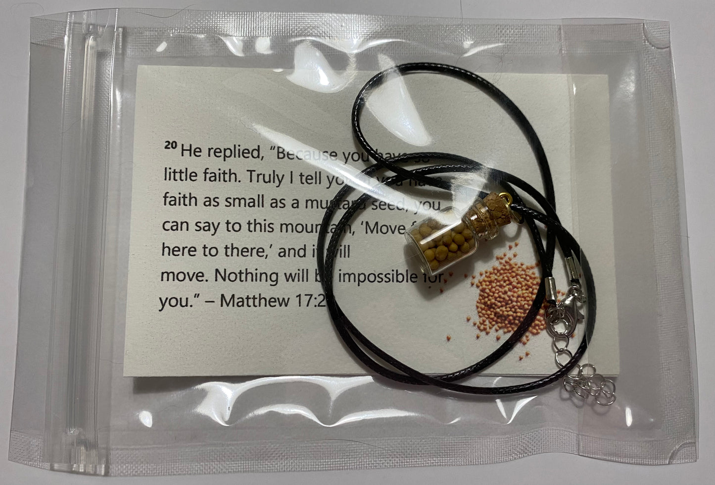 Accesorios, Collar Faith con semillas de mostaza - 1 ct