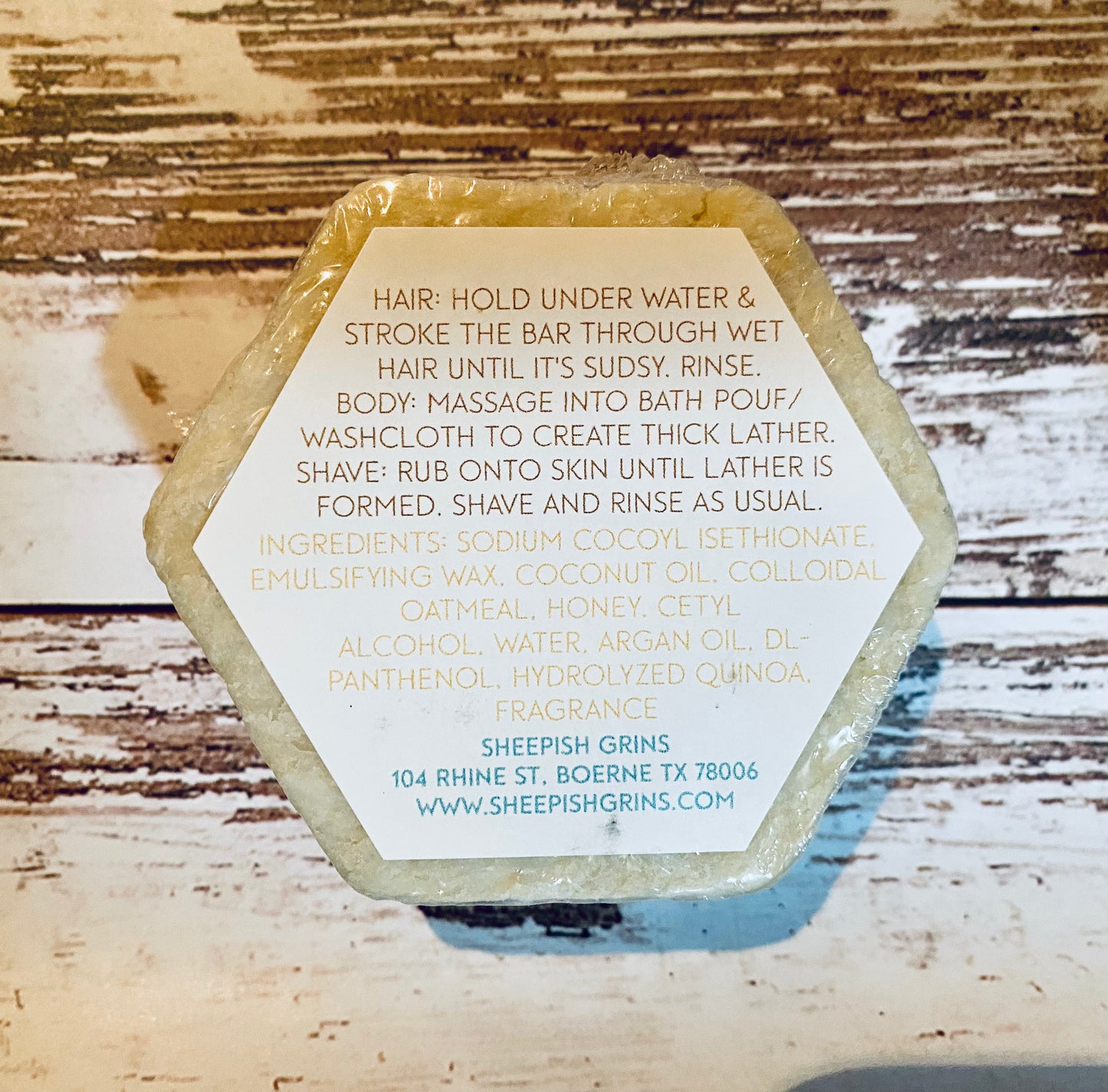 Shampoo + Shower + Shave Bar, Sheepish Grins, Handmade - 3.5 oz