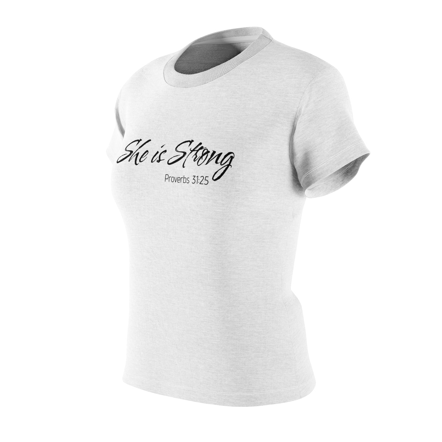 Women's Cut & Sew Tee - She is Strong Proverbs 31:25 - Inspirational Faith Shirt