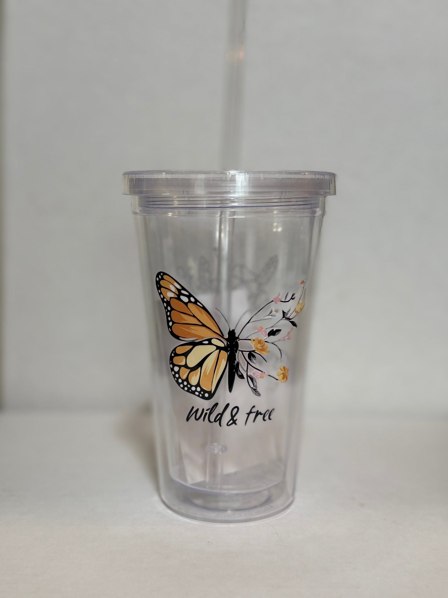 Tumbler, (Clearance) Inspirational Clear Acrylic Tumbler with Lid and Straw 16oz