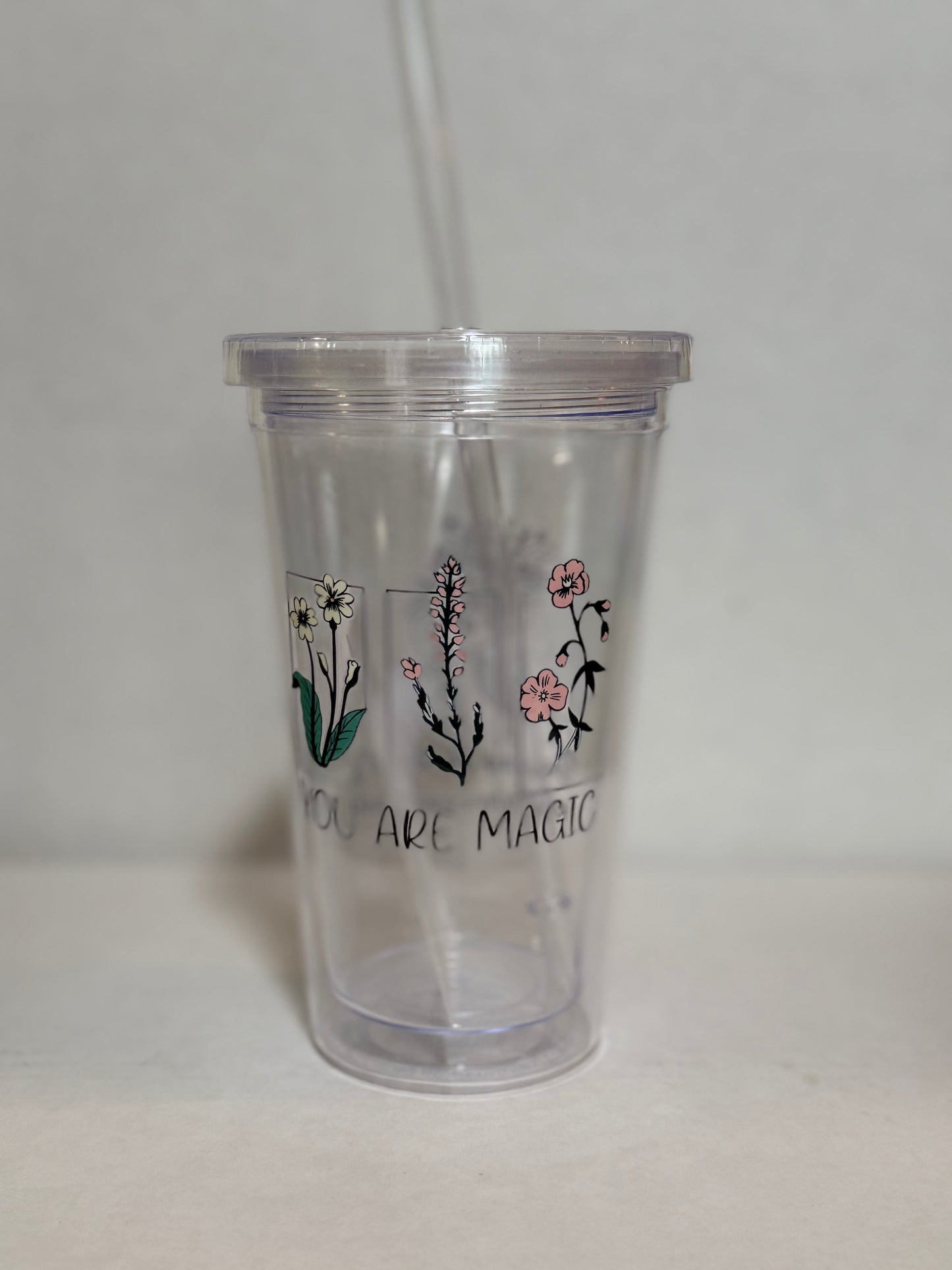 Tumbler, (Clearance) Inspirational Clear Acrylic Tumbler with Lid and Straw 16oz