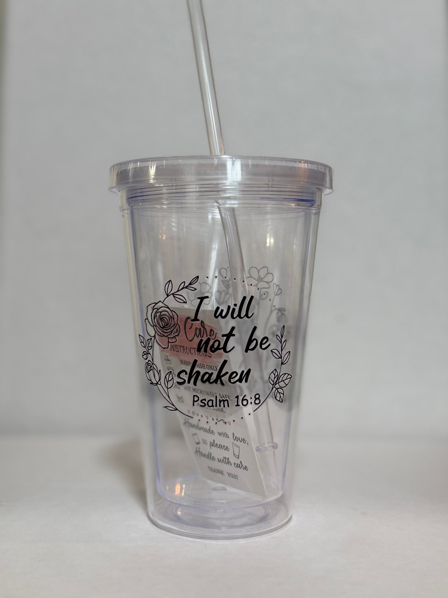 Tumbler, (Clearance) Inspirational Clear Acrylic Tumbler with Lid and Straw 16oz