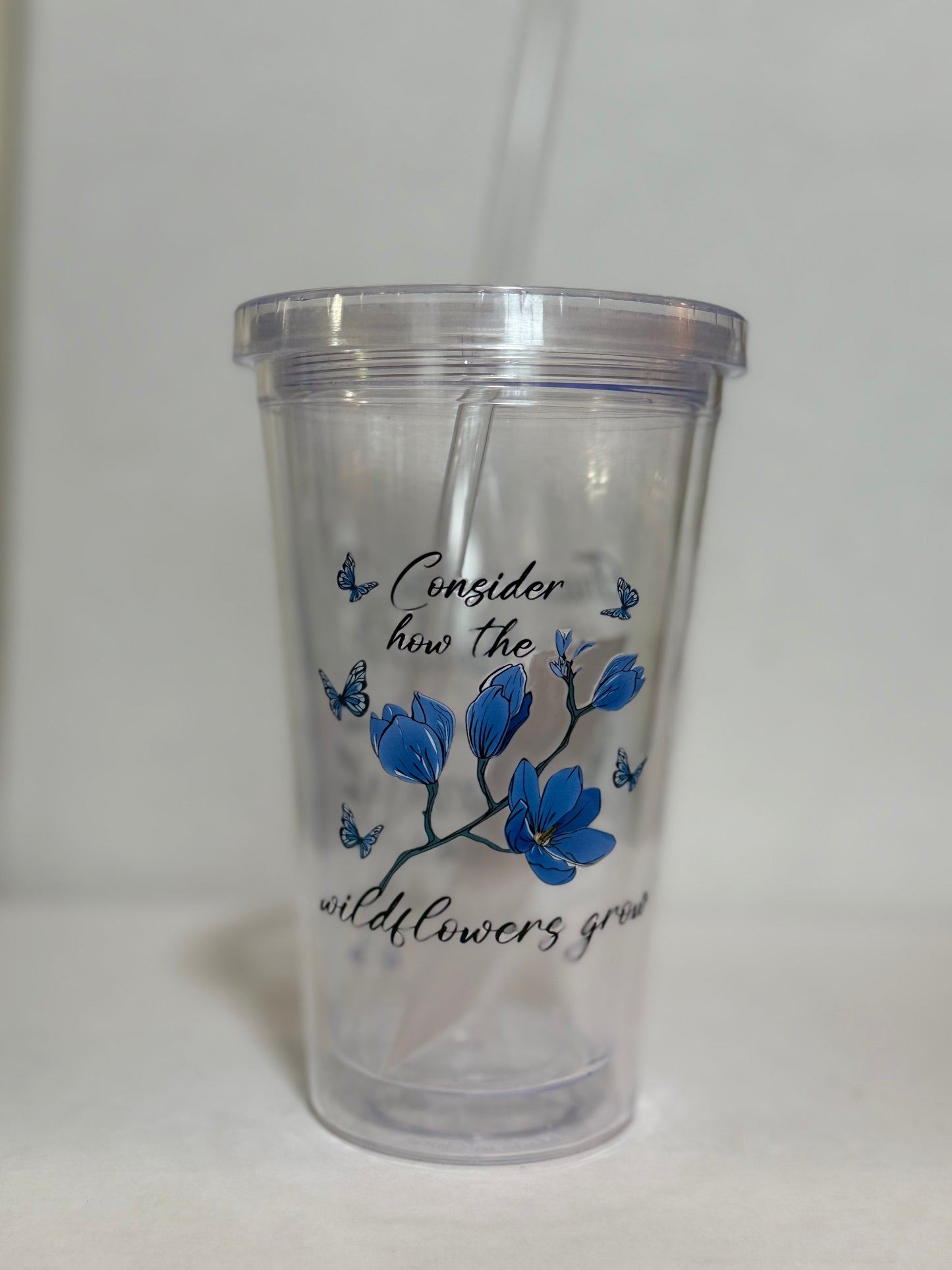 Tumbler, (Clearance) Inspirational Clear Acrylic Tumbler with Lid and Straw 16oz
