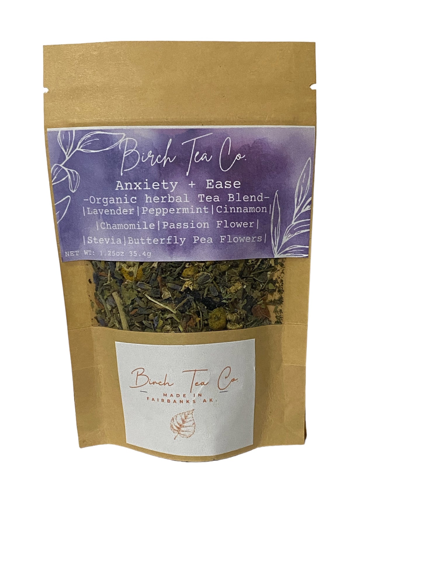 Tea, Birch Tea Co. Organic Herbal Tea Blend, Anxiety + Ease - 1.25oz