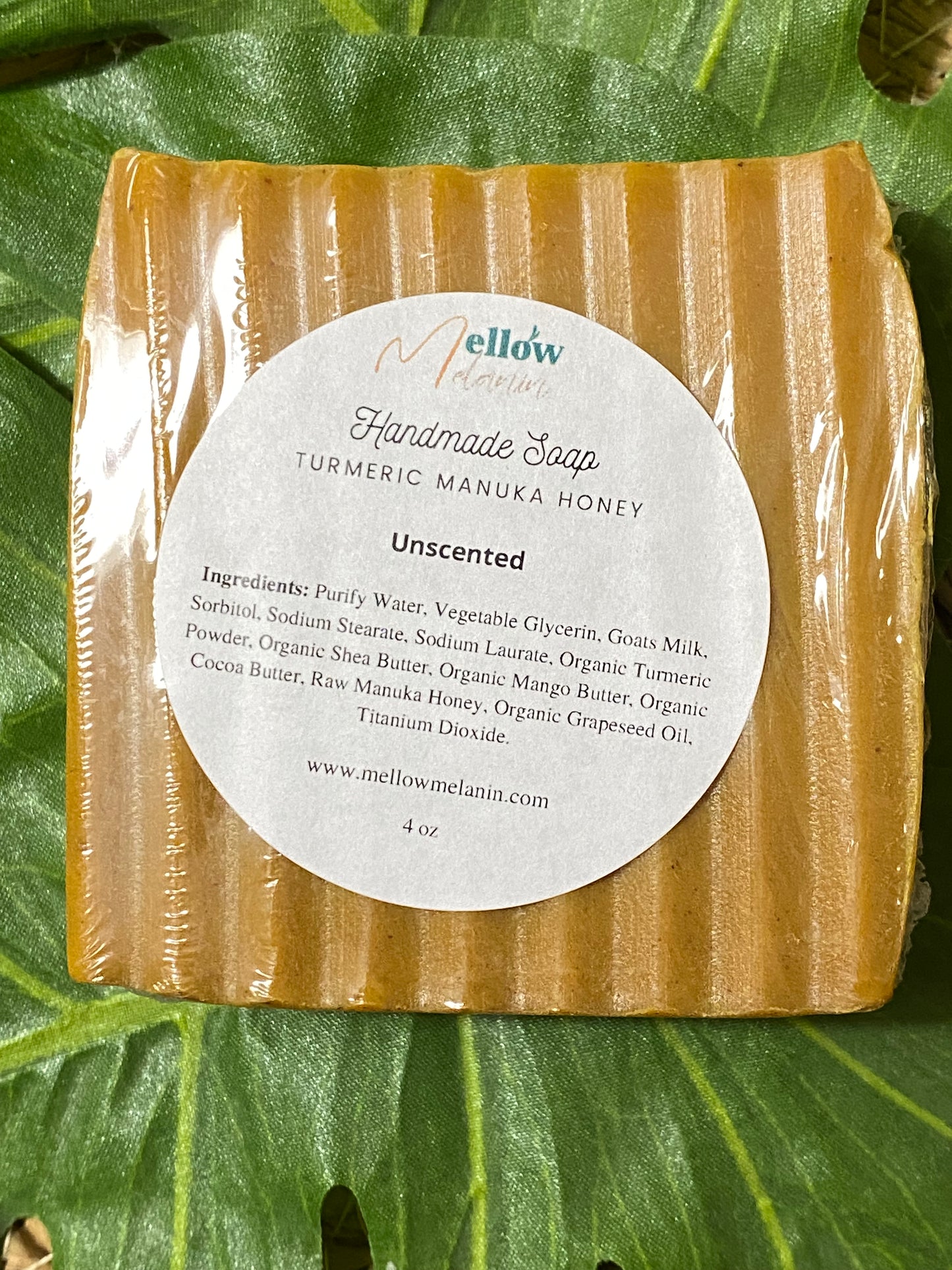 Bar Soap, Mellow Melanin LLC Turmeric Manuka Honey Bar Soap 4oz
