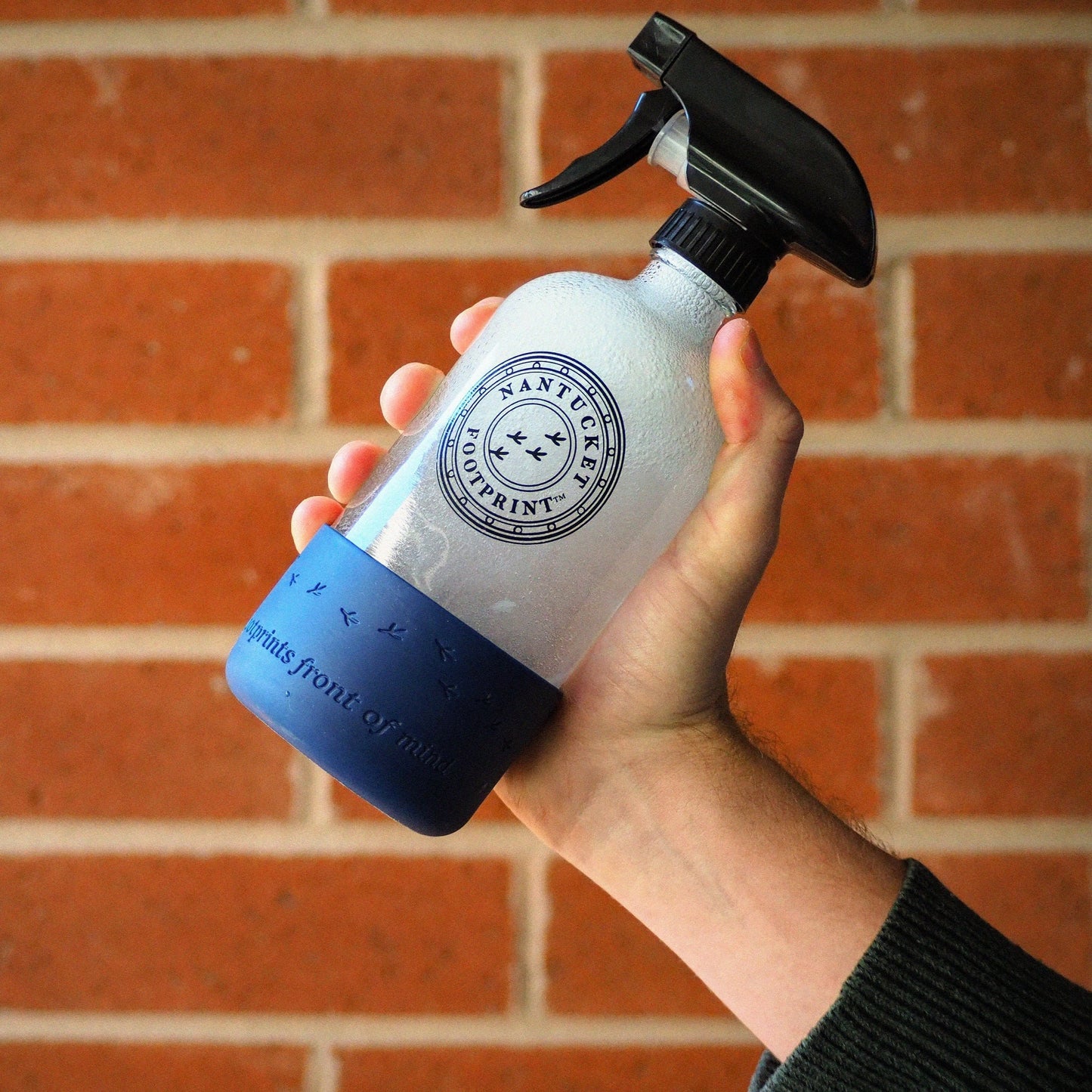 Reusable 16 oz Glass Spray Bottle (Empty) with Silicone Cushion Base