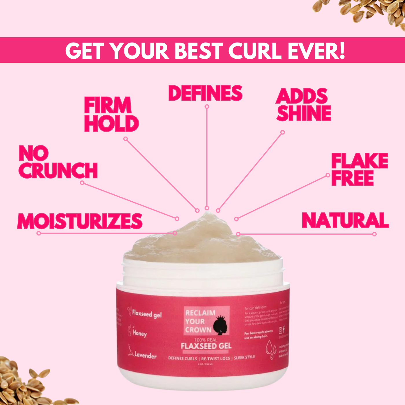 100% Real Flaxseed Gel | Wash N' Go | Curl Gel | Flake Free Haircare