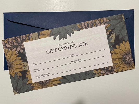 Certificado de regalo (Dezyderata LLC), varias denominaciones (papel) - 1 unidad