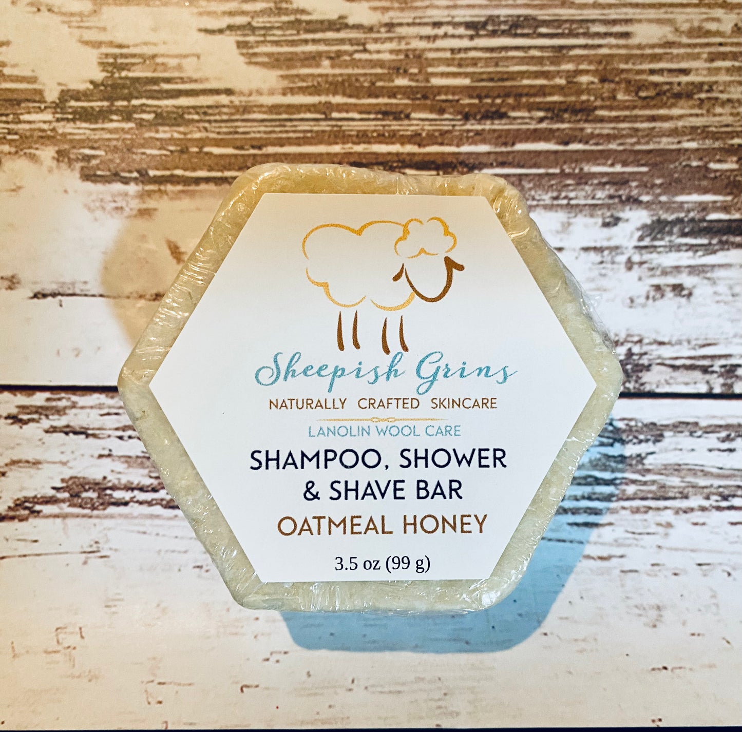 Champú + Ducha + Barra de afeitar, Sonrisas de oveja, Hecho a mano - 3.5 oz