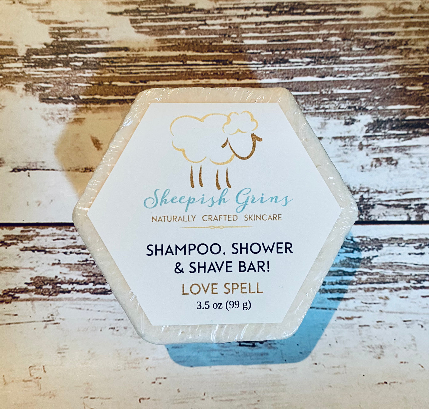 Champú + Ducha + Barra de afeitar, Sonrisas de oveja, Hecho a mano - 3.5 oz