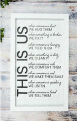 Home Decor, 'This Is Us' Wood Framed Wall Sign, 12in x 7.5in - 1ct
